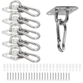 WANJICHENRUI Eye Plate Wall Pad Eye Carabiner Ceiling Hook Wall Hook Rhombus Eye Plate 304 Stainless Steel Mounting Hardware for Wooden Doors, Cupboard Lights, Pad Eye Screws and Rubber Stoppers