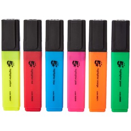 5 Star Highlighters Chisel Tip 1-4mm Line Assorted [Wallet 6], Blue/Green/Orange/Pink/Red/Yellow