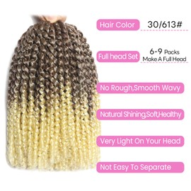 Marlybob Crochet Braids 8 Inch Passion Twist Hair Curly Braiding Hair Afro Kinky-Curly Hair For Black Women (30/613 3 Bundles)