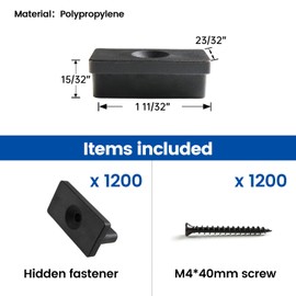 Muzata 1200PCS Hidden Deck Fasteners Composite Universal Polypropylene Fasteners for Composite decking Board T Clips M029