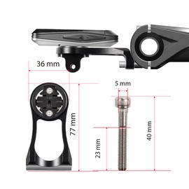 CNC Bicycle Computer Mount for Garmin Edge 200, 500, 510, 800, 810, 1000, 1030, Black