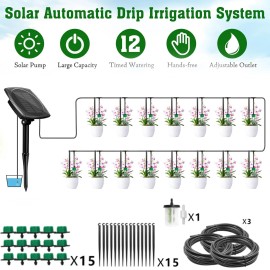 Solar Drip Irrigation System for Garden Automatic Drip Irrigation Kits 12 Modes