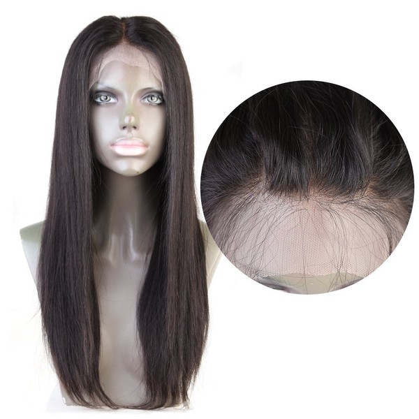 Cbwigs Glueless Brazilian Remy Natural Straight 360 Lace Wig (18 Inch 150% Density, 1B)