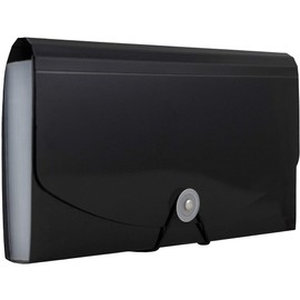 JAM PAPER Accordion Folders - 13 Pocket Plastic Expanding File - Check Size - 5 x 10 1/2 - Black - Sold Individually