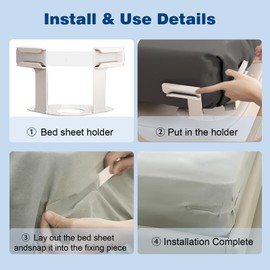 RKOTYTXILC Lock Sheet Holders Set - 4 Pack Bed Sheet Holders Secure Bed Sheets Firmly in Place, Fit All Mattress Sizes, Prevents Shifting and Wrinkles (White)