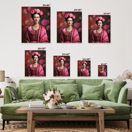 Poster Master Frida Canvas - Portrait Print - Flower Art - Minimal Gift for Men & Women - Mexican Painter Art - Floral Decor for Bedroom, Living Room or Office - Available in 8x10 to 30x40
