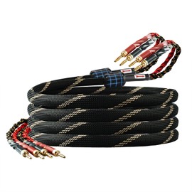 YYTCG 12 AWG 2Pack Audiophile Speaker Cable – Speaker Wire with Banana Plugs,4N OFC Core,Nylon Braid,Audio Wire,Compatible with Amplifier,Speakers,AV Receiver& Home Theater(6.56ft/2m)