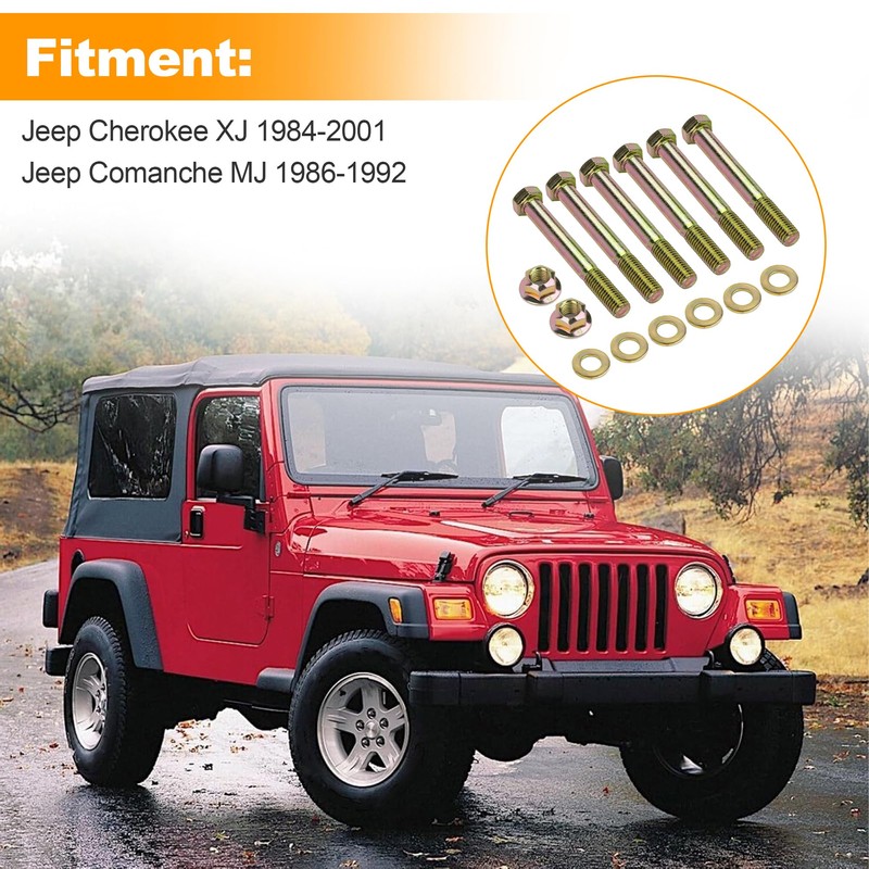 Rear Leaf Spring and Shackle Bolts Compatible with Jeep Cherokee