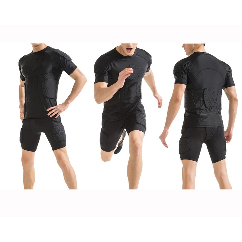 DGYAO Padded Comprssion T Shirt, Mens Rugby Safe Guard Top