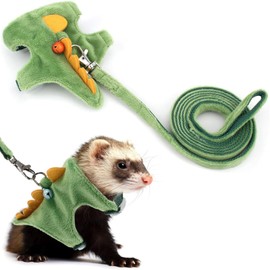 Refoiner Cat Harness for Cats, Ferret, Harness, Rabbit, Harness, Towing Rope Hamster, Walks, Cute Dinosaur Shape with Bell, Stylish, Ultra Small Dog, Harness, Lead Set, Guinea Pig, Momonga, Pet