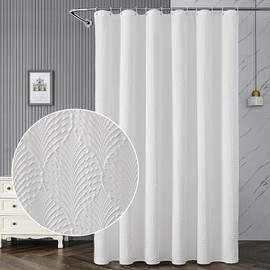 MEHOFOND - Cortina de ducha moderna en relieve 3D con textura a rayas con textura en relieve para baño, simple y moderna decoración de baño, tela impermeable duradera con 12 ganchos, 72 x 72 pulgadas