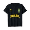 Squadra Calcio Brasile Numero 7 Bandiera Brasiliano Maglietta