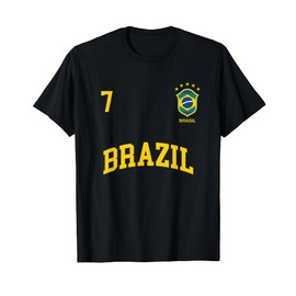 Squadra Calcio Brasile Numero 7 Bandiera Brasiliano Maglietta