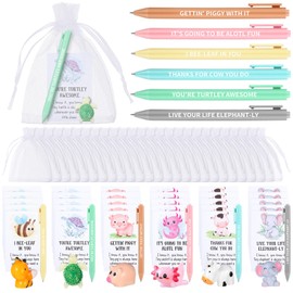 Yeaqee 120 Pcs Mixed Animal Employee Teacher Nurse Appreciation Gifts Mini Resin Animals Pens Thank You Cards Inspirational You're Awesome Gifts for Team Coworker Staff Graduation Nurse Day