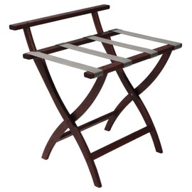 Wooden Mallet WallSaver Luggage Rack,Grey Straps, Mahogany
