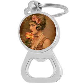 Vintage Flapper Girl Bottle Opener Keychain
