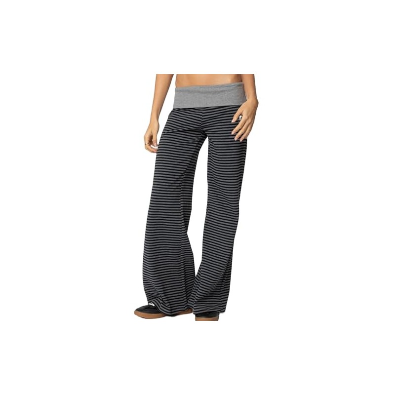 NZNDSHD Fold Over Yoga Pants for Women Low Rise Straight