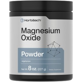 Horbäach Magnesium Oxide Powder | 400mg | 8 Ounces (227 g) | Vegetarian, Non-GMO, and Gluten Free Supplement