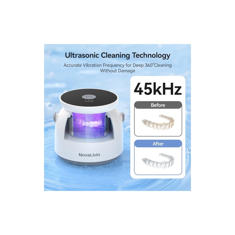 Ultrasonic Retainer Cleaner, 45kHz 3 Modes with for Aligner, Mouth