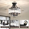 KAHHOKING Black Crystal Chandelier, 3 Light Modern Dining Room Lighting