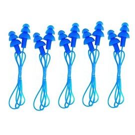 CTKcom 5 Pcs Silicone Gel Soft Earplug Corded String Ear Plugs for Swimming,Pack of 5,Blue
