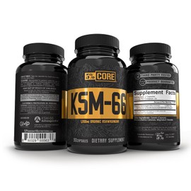 5% Nutrition Core KSM-66 Ashwagandha | 1,200mg Organic Ashwagandha Root Powder Extract | High Potency 5% Withanolides (45 Servings, 90 Capsules)