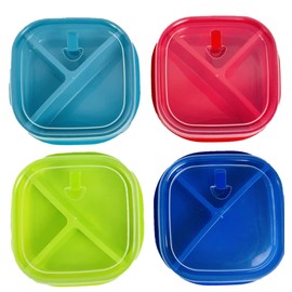 Freedom Farms Microwave Food Storage Tray Containers - 3-Compartment Divided Section - BPA Free Plates w/Vented Lid - For Leftovers or Lunch, Meal & Food Prep (4 Containers)