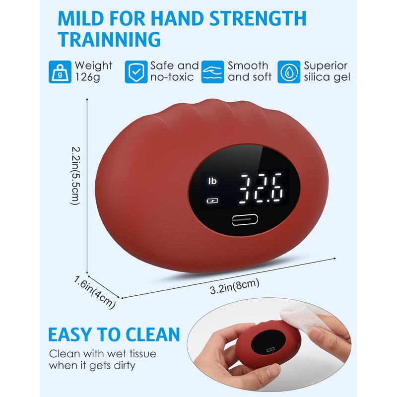 Hand Grip Strength Tester Trainer, Rechargeable Electronic Hand Dynamometer Up