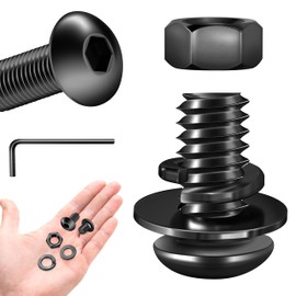 1/4-20 Bolts, 1/4 x 1/2 Button Head Socket Cap Bolts Screws, Fully Threaded Assorted Screws Nuts and Bolts, Black Oxide 1/4 20 Stainless Steel Bolts (20 Sets) by Marysino