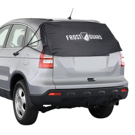 FrostGuard Rear Windshield Cover for Ice and Snow, For SUVs and Trucks - Rear Window Cover to Reduce Scraping, Elastic to Conform to Vehicle's Shape - Secure Hooks for Snug Fit - Black, 59 x 20 Inches