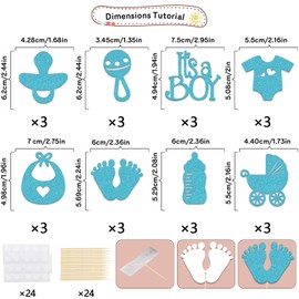 24 Pcs Its A Boy Cupcake Toppers - Baby Shower Cupcake Toppers - Baby Shower Decorations Boy Blue