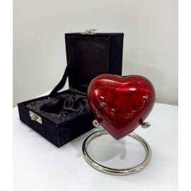 Urnas pequeñas impresas rojas para cenizas humanas, mini urnas para 3 x 3 pulgadas, urnas pequeñas, urnas de recuerdo hermosas, urna pequeña cremación con soporte y caja