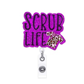 ANDGING Scrub Life Nurse Badge Reel Holder Retractable Funny Cute Badge Reels Retractable for Nurses CNA RN LVN LPN Acrylic Nursing Badge Clip Student Medical Badge Holder ID Card Office Accessories