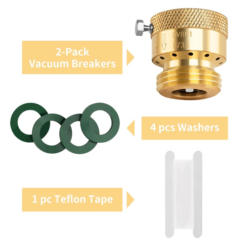 2 Pack Brass Vacuum Breaker 3/4" Inch GHT Hose Bibb