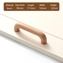 KOVNISE 2 Pack Solid Wood Beech Cabinet Handles Original Wood Color Simple Style for Cabinet Door Drawer Dresser Drawer Cabinet Wooden Door Handle (96mm)
