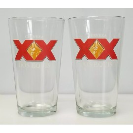 Dos Equis Lot of 2, Cerveza Dos Equis XX Logo 16oz Beer Pint Glasses, NEW