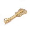 KitBeads 10pcs Cubic Zirconia Guitar Charms 18k Gold Plated Music