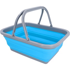 cartrend Caravan Tub with Handle, Foldable, for Washing, Shopping, Transport, Laundry, 9 Litres, Camping, Camping Accessories, Caravan, Motorhome, Caravan Accessories, Blue