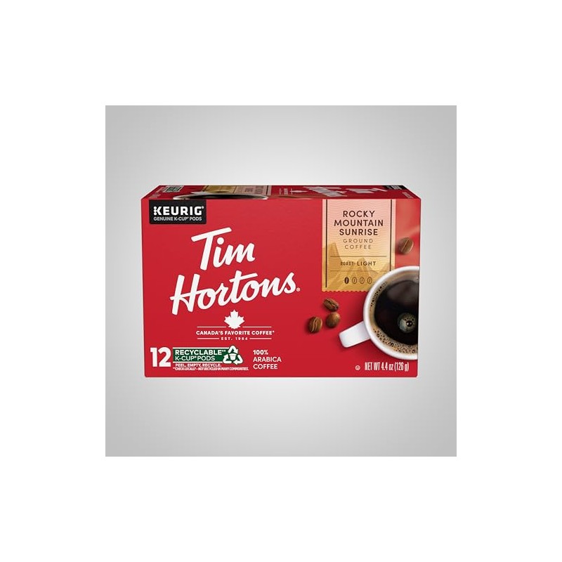 Tim Hortons 12ct KCUPs, Light Roast Rocky Mountain Sunrise 100%
