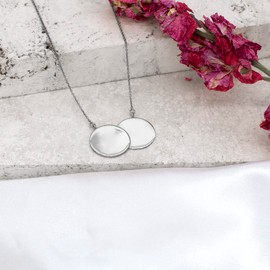 Tuscany Silver Women's Sterling Silver Double Disc with Adjustable Necklace of 41 cm/16 Inch - 43 cm/17 Inch