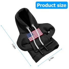 BELOMI Ameican Flag Car Gear Shift Hoodie, Sweater Vehicle Gearshift Protector, Patriotic Automotive Interior Shifter Stick Cover Decoration Accessories, Universal for SUV, Sedan, Truck (Black, 2PCS)