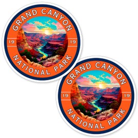 Grand Canyon National Park Arizona 2 Pack Sticker Weatherproof Souvenir Decal Vinyl Small Waterproof for Water Bottle Mug Passport Book Scrapbook Notebook Laptop Tumbler Skateboard 4" ID45039
