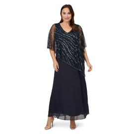 Adrianna Papell Women's Plus Size Beaded Popover Midi Dress, Midnight