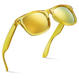 Retro Rewind Translucent Frame Colorful Neon 80s Sunglasses for Men Women - Reflective Mirrored Lens