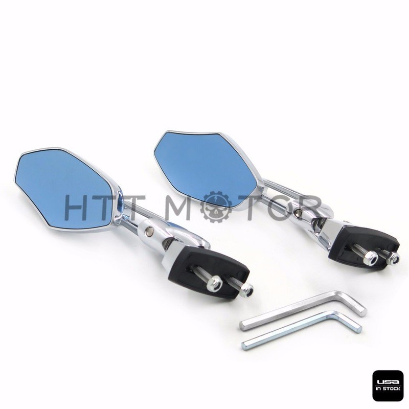 HTTMT- Chrome Adjustable Diamond Base Mirrors Rearview Compatible with Suzuk