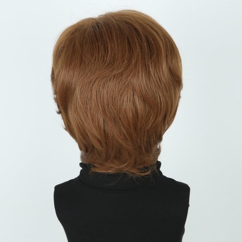 Topcosplay Mens Wigs with Glasses Short Brown Ginger 60s 70s