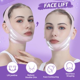 PRAVETTE Facial Lifting Belt - V Line Lifting Mask Chin Strap,Face Lift Tape with Adjustable Straps, V-Shaped Double Chin Reducer, 3D Contoured Design for Facial Shaping,Jawline Shaper and Sleeping