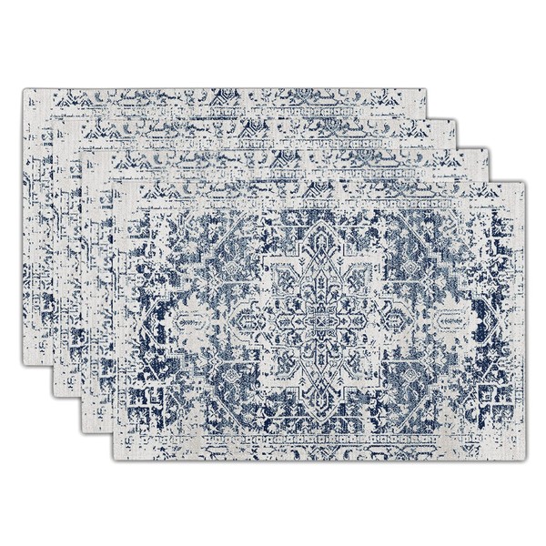 Navy Blue Grey Ethnic Boho Placemats Set of 4 Bohemian
