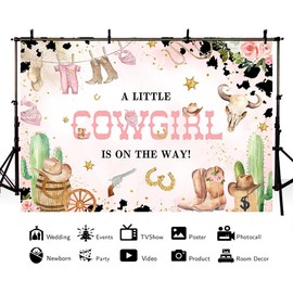 MEHOFOND 7x5ft Cowgirl Baby Shower Backdrop A Little Cowgirl is On The Way Photography Background Pink Wild West It's a Girl Party Decor Rustic Sweet Girl First Rodeo Birthday Party Banner Photo Props