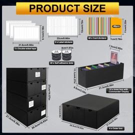Toploader Storage Box for 3" x 4" 35pt Rigid Card,Holds 1300+ Toploaders,Trading Card Organizer with 12 Drawer Box,48 Dividers,2 Label and 3 Tapes - Perfect Top Loaders Holder and Sports Card Storage